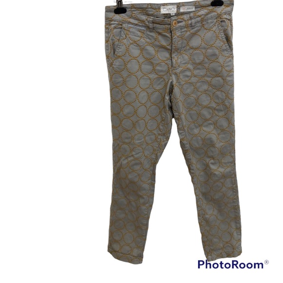 Chino by Anthropologie Tan Embroidered Pants 28 Relax Fit Cuffed - Picture 2 of 16